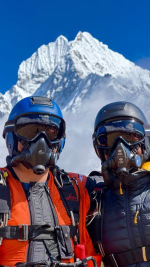 Hans in Nepal with another skydiver