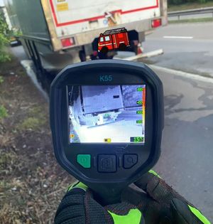 Firefighters used a thermal imaging camera to check the brakes temperature. Picture: Tweedale Fire Station.
