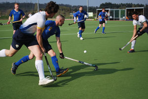 Stafford forward crosses the ball into the 'D'