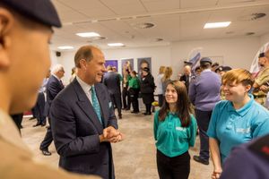 The Earl of Wessex with two members of the Girls’ Brigade.