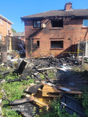 The scene after the fire this morning