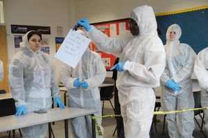 The Crime Scene Day at Telford College, involving criminology students from the college’s sixth form centre.
