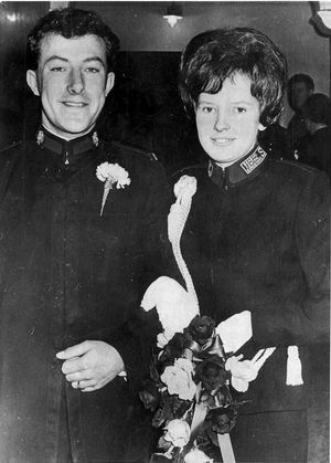 Milhench with teenage bride Kathleen after their wedding at Reading in November 1964 – she died 10 years later when the hire car he was driving ran into a lake.