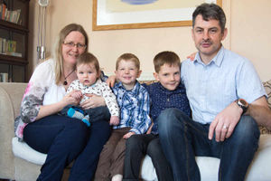 Hilary Wilson, of Whitchurch, with sons Felix, Lucas and Sebastian and husband Barry