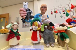 Audrey Hermolle with Christmas carol mice