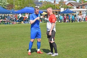 Chris Brunt (L) was one of the stars who turned out at Stourbridge FC for the Jane Webb Memorial Trophy which has now raised over £100,000 for Mary Stevens Hospice