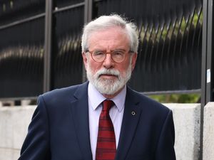 Gerry Adams outside the High Court in Dublin