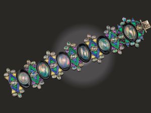 A Sibyl Dunlop opal and amethyst bracelet