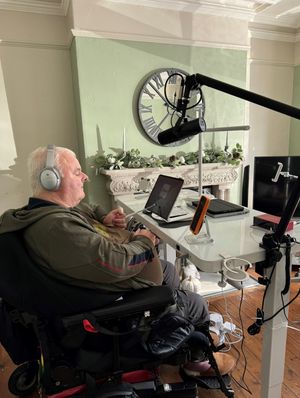 Tony recording his Fliqr podcast