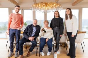 Winner Catherine Carwardine celebrates with family members Chris, Joshua, Charlotte and Mya