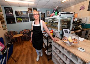 Emma Lewis-Taylor who runs Emma's Humbugs Coffee and Craft in the Penny Farthing Arcade, Sedgley