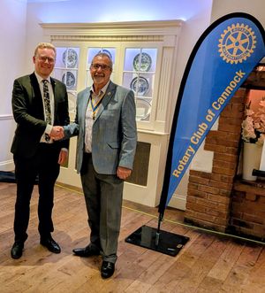Josh Newbury MP for Cannock Chase with Rotary President Alan Matkin