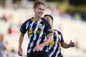 New Walsall signing Jake Hollman celebrating a goal for Macarthur FC. (Photo by Brett Hemmings/Getty Images)
