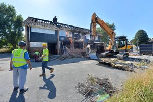 Bulldozer at the old Happy Wanderer pub