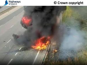 The fire broke out shortly before 9am on Thursday morning. Photo: National Highways