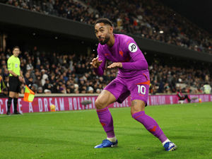 Matheus Cunha celebrates scoring for Wolves against Fulham (Photo by Richard Heathcote/Getty Images)