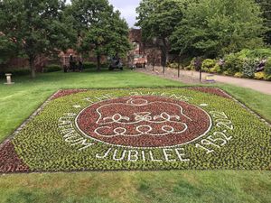 Supporting image for story: 9,000 plants used to create Queen's Jubilee flower display at Shrewsbury Castle