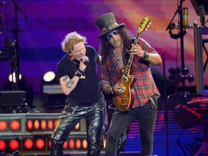 Axl Rose and Slash of Guns N’ Roses onstage