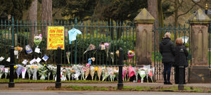Flowers line the railings at West Park, which has reopened a week after teenage schoolgirl Viktorija Sokolova died. People using the park spoke of their sadness.
