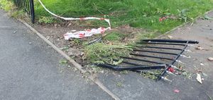 Bits of railing were left destroyed on Ashburne Smith's house