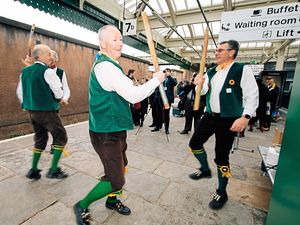 Supporting image for story: A morning commute with bells on - Morris dancers help celebration at Shrewsbury Railway Station