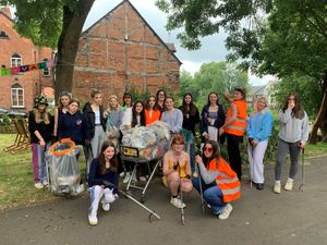 Supporting image for story: Shrewsbury schoolgirls help tidy town with litter picking session