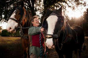 Charlie (right) with his companion Joe and waggoner Simon Trueman.