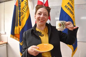 Bonnie Haycock at the VE Day celebrations in Newport on Monday