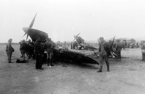 Flying days were over for these Hurricanes.