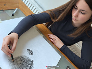 Supporting image for story: 'People think they are photographs': Incredible sketches done by Shropshire girl, 16, after only picking up her first piece of charcoal in November