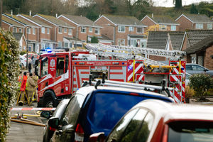 Emergency services at the incident in Cressage