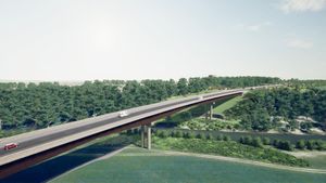 An artist's impression of how the North West Relief Road's viaduct would look