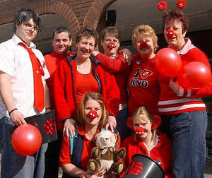 Staff members from Somerfield in Bridgnorth all wore red to work to raise money for Comic Relief. Pictured, from left, are Dan Bailey, Martin Kendrick, Jennie Blackham, Janet Stuart, Verena Swinnerton, with, front, Teresa Jones and Stacey Davies.