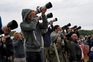 Photographers lined up to grab the perfect shot at the RAF Cosford Air Show.
