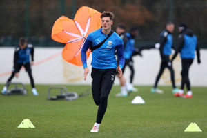 Caleb Taylor in training - the youngster has been involved in a number of matchday squads this seaspn (Photo by Adam Fradgley/West Bromwich Albion FC via Getty Images).