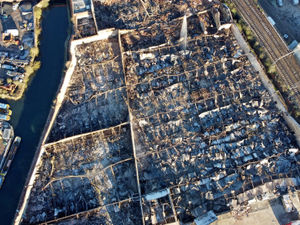 Supporting image for story: Major Wolverhampton blaze finally extinguished as aerial images show true extent of damage