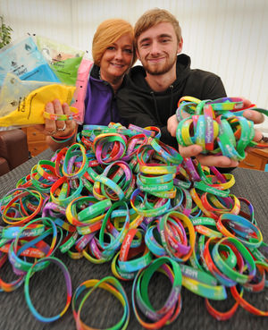 Suzy and Owen getting ready for the Run For Joel Colour Blast