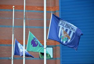 The flats flown at half-mast outside The Hawthorns
