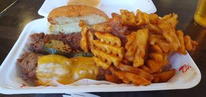 Full of flavour and taste, the chicken burger and waffle fries were excellent