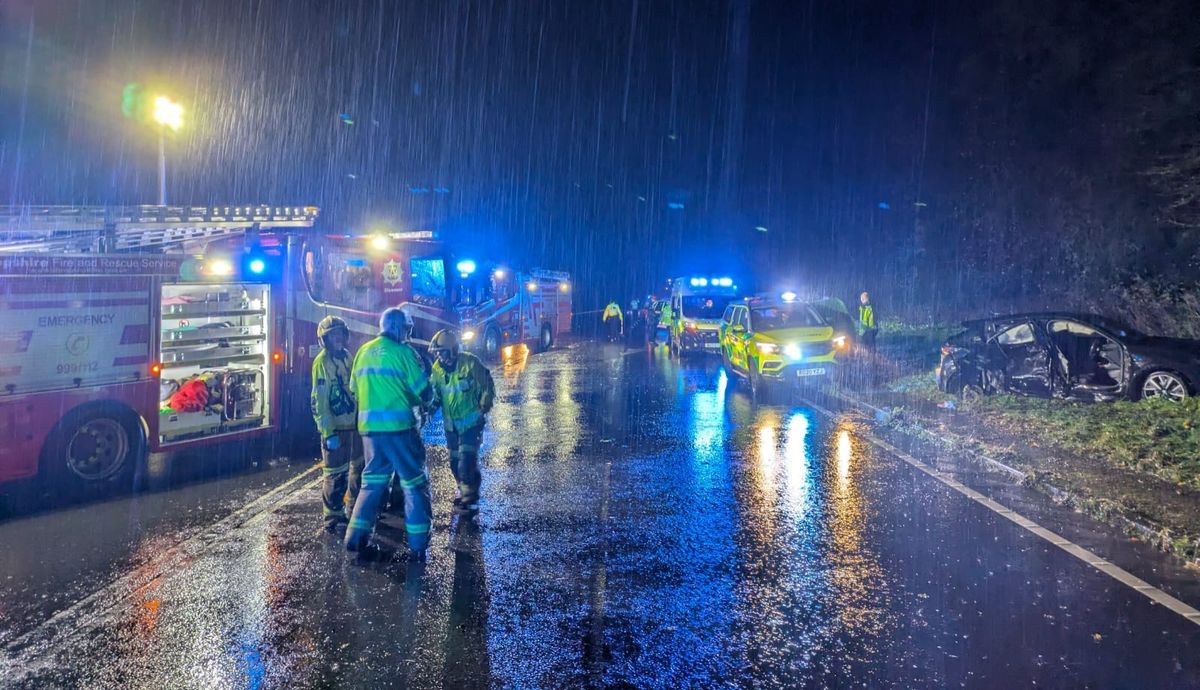 Two people injured in two-car A5 crash near Oswestry