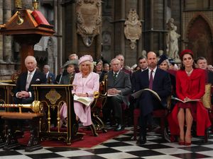 The King and Queen and the Prince and Princess of Wales at Westminster Abbey in London