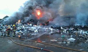 Firefighters tackle the blaze