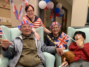 Left to Right: Sam Bache, care home manager Tammy Painter, Mayor of Dudley Councillor Hilary Bills and Ridgeway Court care home resident Beryl Bache