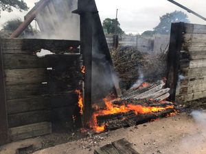 Supporting image for story: Railway sleepers on fire near Market Drayton - in pictures