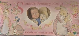 The banner in Sioned's Sensory Room in memory of Sioned Rose Harris