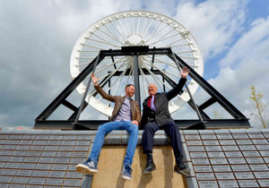 Parish councillors Scott Allport and Brian Lester at the dedication of the monument to Littleton Colliery