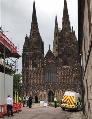 Police at Lichfield Cathedral today: Picture courtesy of Ann-marie Enslin