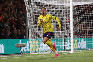 Callum Robinson of West Bromwich Albion celebrates after scoring a goal to make it 2-2. (AMA)