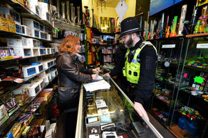 Trading standards officer Susan Bellingham with PC Paul Jones pay a visit to Mamba on Queen Street