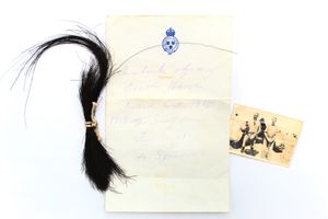 The forelock of William Simpson’s army horse, with accompanying note and photograph.  Picture: Soldiers of Shropshire Museum Collection. 